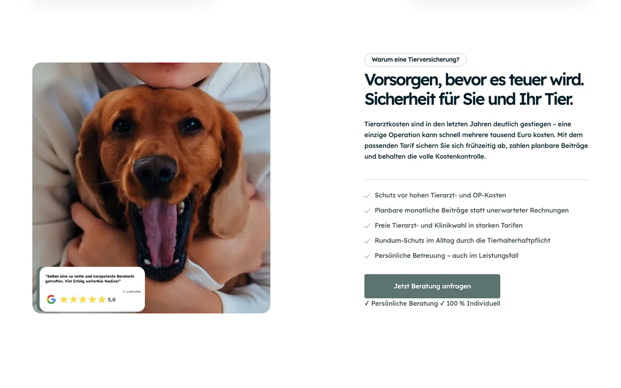 Website und Werbe-Landingpage von Nadine Veneziano (Desktop)